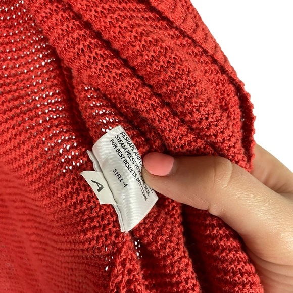 Eileen Fisher Petite Open Front Linen Cardigan PM Red Short Sleeve Knit - Picture 4 of 8